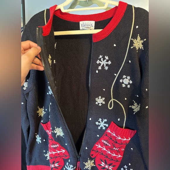 Basic Editions Festive Black and Red Cardigan - Picture 5 of 8